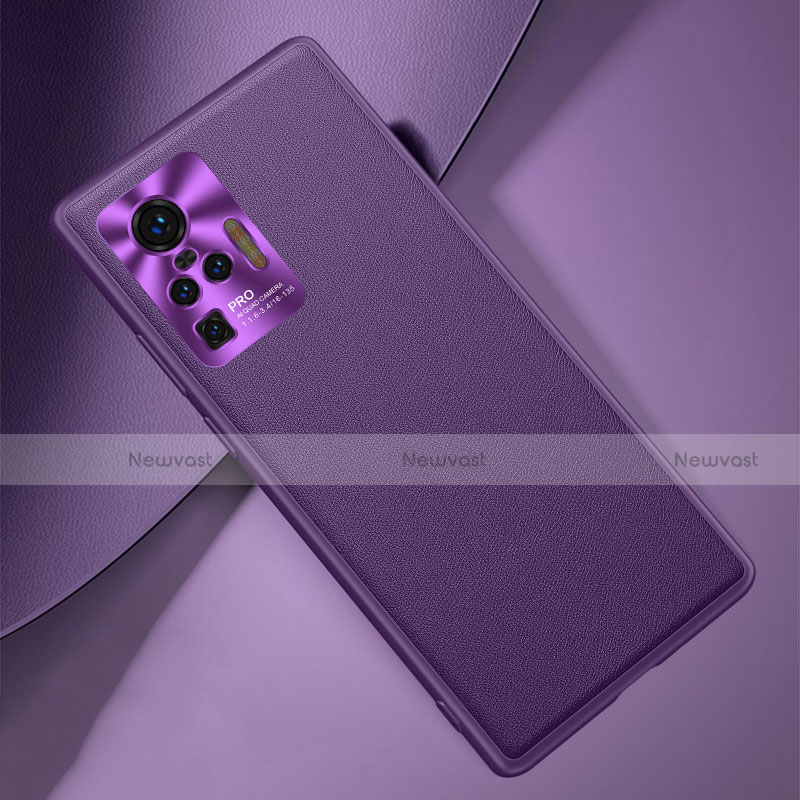 Soft Luxury Leather Snap On Case Cover for Vivo X50 Pro 5G Purple