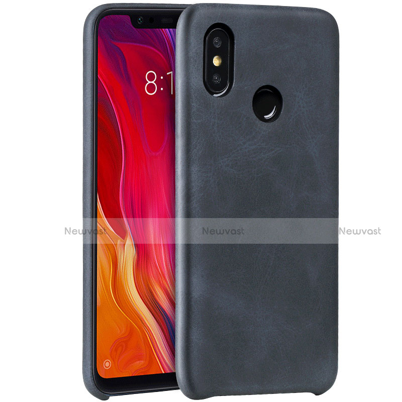 Soft Luxury Leather Snap On Case Cover for Xiaomi Mi 8 Black