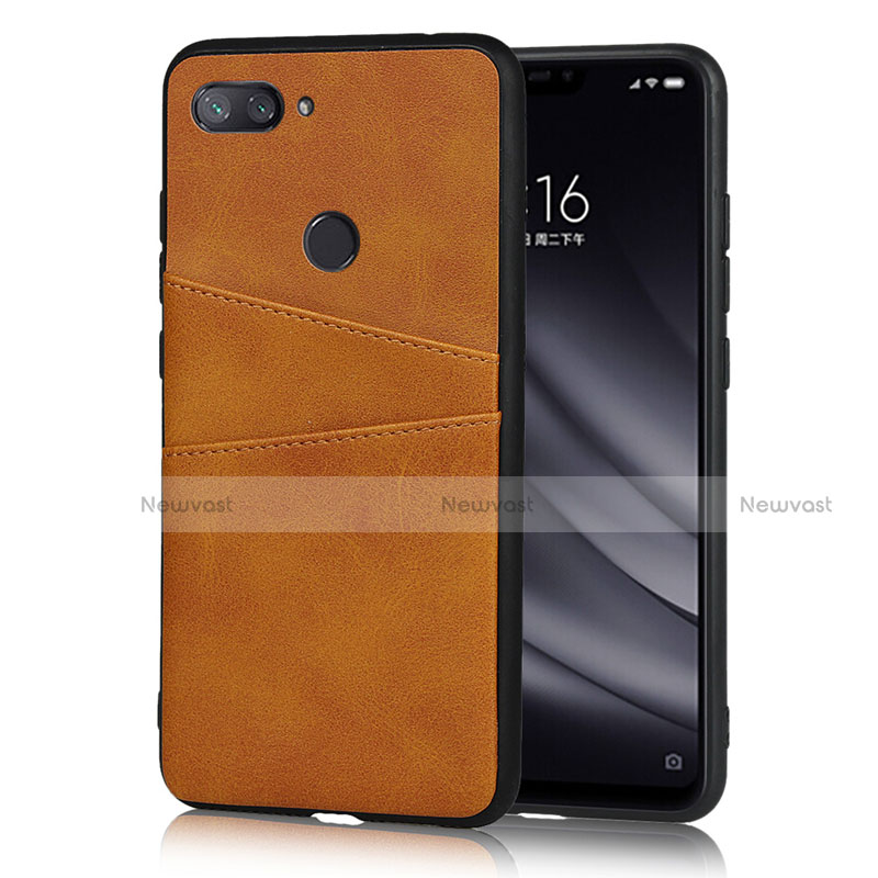 Soft Luxury Leather Snap On Case Cover for Xiaomi Mi 8 Lite Orange