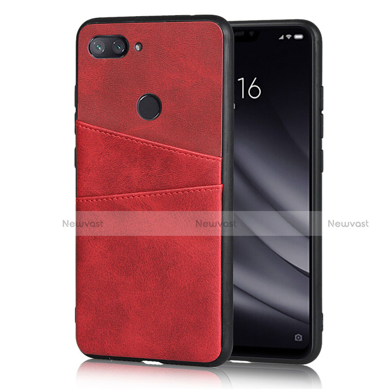 Soft Luxury Leather Snap On Case Cover for Xiaomi Mi 8 Lite Red
