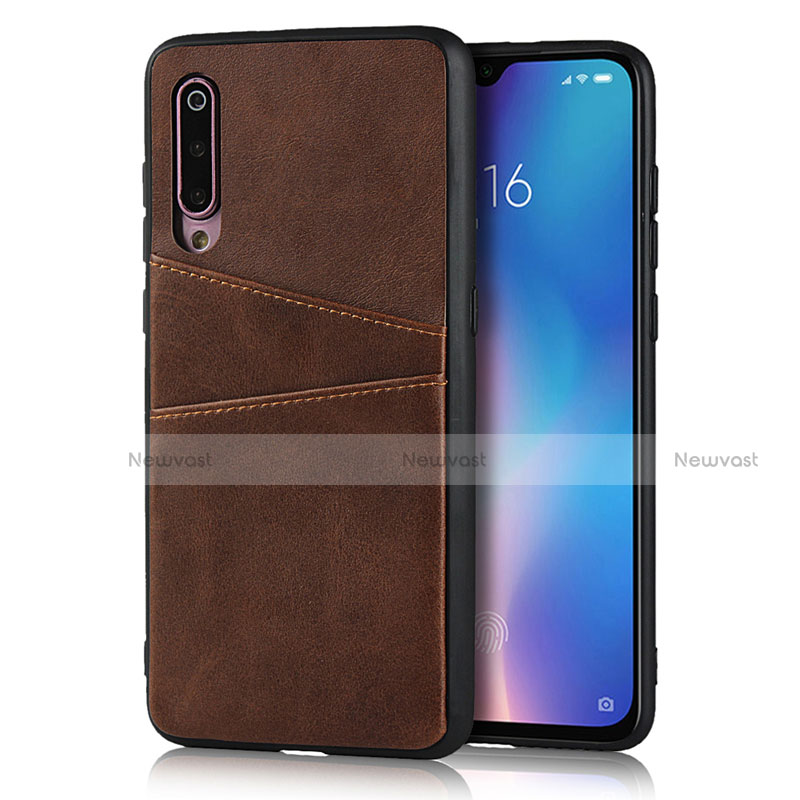 Soft Luxury Leather Snap On Case Cover for Xiaomi Mi 9 Brown