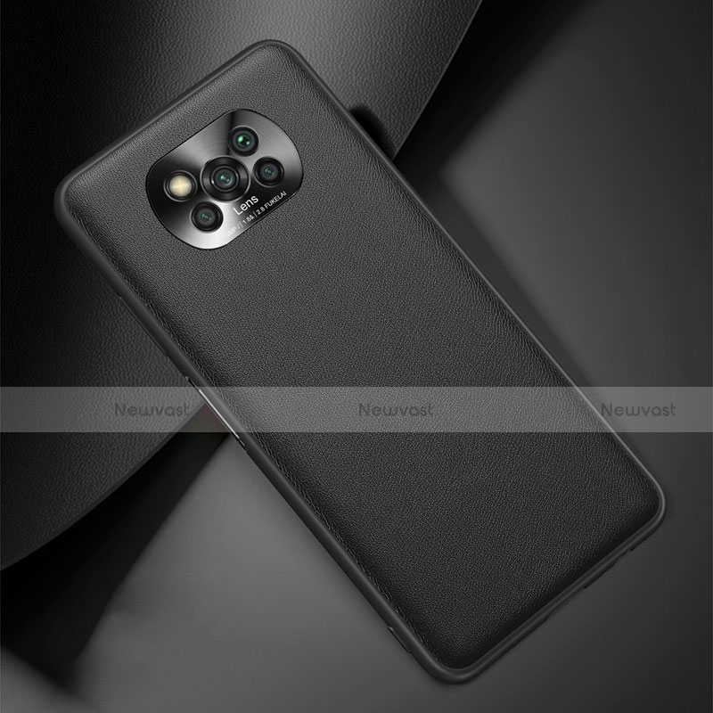 Soft Luxury Leather Snap On Case Cover for Xiaomi Poco X3 NFC Black