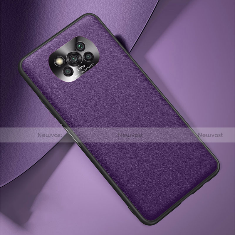 Soft Luxury Leather Snap On Case Cover for Xiaomi Poco X3 Pro Purple