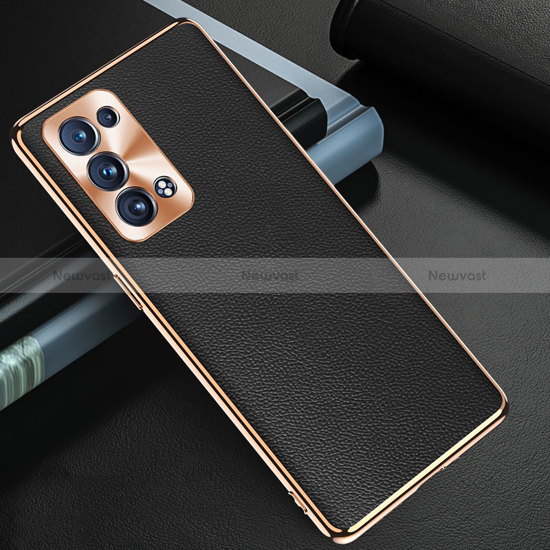 Soft Luxury Leather Snap On Case Cover GS1 for Oppo Reno6 Pro 5G Black