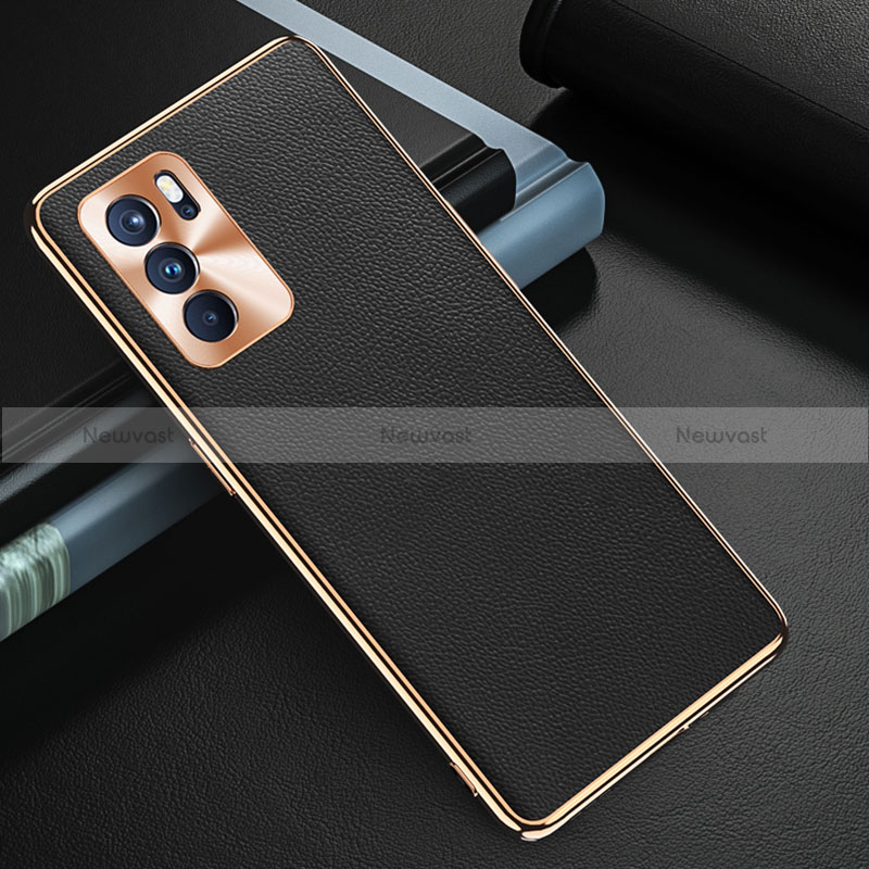Soft Luxury Leather Snap On Case Cover GS1 for Oppo Reno6 Pro 5G India Black
