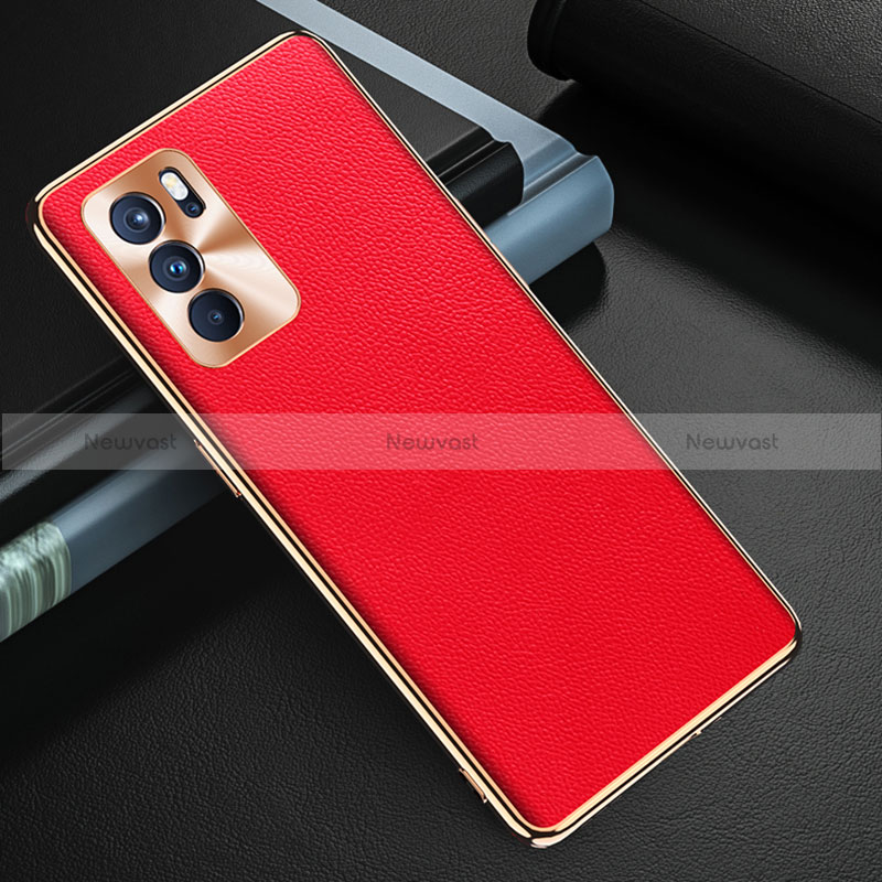 Soft Luxury Leather Snap On Case Cover GS1 for Oppo Reno6 Pro 5G India Red
