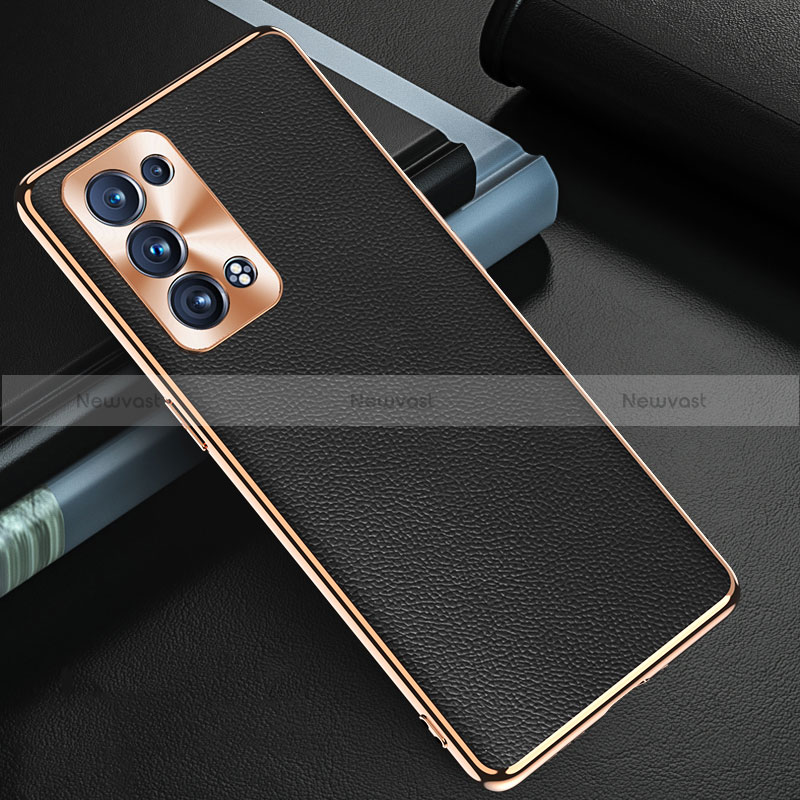 Soft Luxury Leather Snap On Case Cover GS1 for Oppo Reno6 Pro+ Plus 5G Black