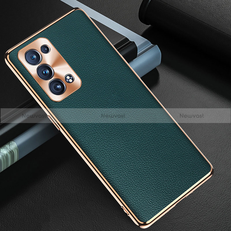 Soft Luxury Leather Snap On Case Cover GS1 for Oppo Reno6 Pro+ Plus 5G Green