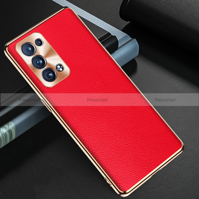 Soft Luxury Leather Snap On Case Cover GS1 for Oppo Reno6 Pro+ Plus 5G Red