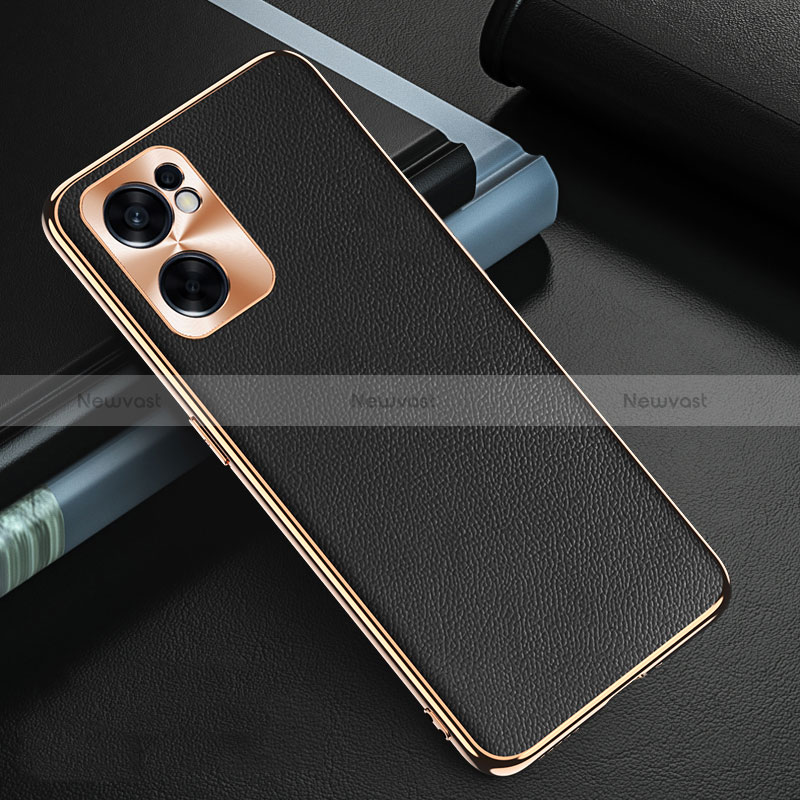 Soft Luxury Leather Snap On Case Cover GS1 for Oppo Reno7 SE 5G Black
