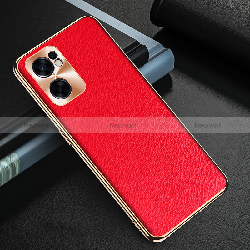 Soft Luxury Leather Snap On Case Cover GS1 for Oppo Reno7 SE 5G Red