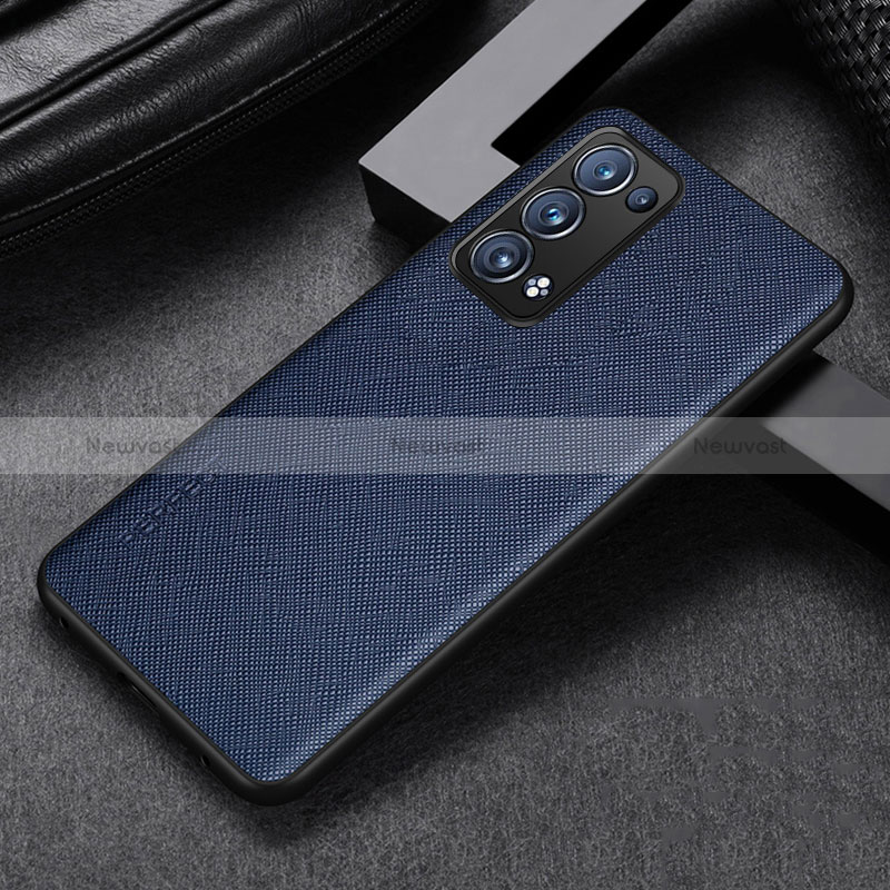 Soft Luxury Leather Snap On Case Cover GS2 for Oppo Reno6 Pro 5G Blue
