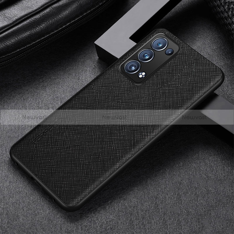 Soft Luxury Leather Snap On Case Cover GS2 for Oppo Reno6 Pro+ Plus 5G Black