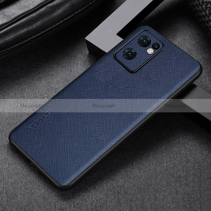Soft Luxury Leather Snap On Case Cover GS2 for Oppo Reno7 SE 5G Blue