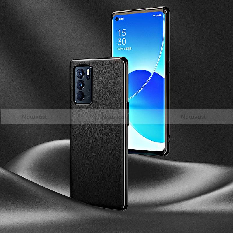 Soft Luxury Leather Snap On Case Cover GS3 for Oppo Reno6 Pro 5G India Black