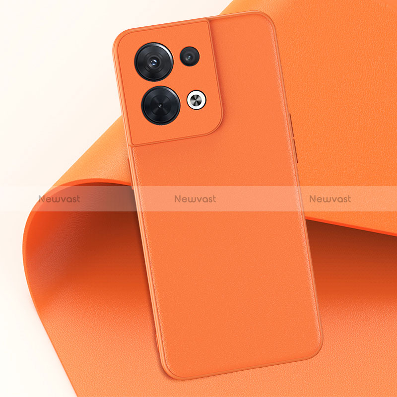 Soft Luxury Leather Snap On Case Cover GS3 for Oppo Reno8 5G Orange