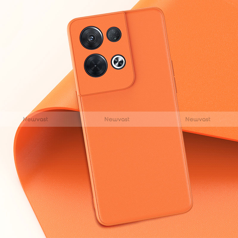 Soft Luxury Leather Snap On Case Cover GS3 for Oppo Reno8 Pro 5G Orange