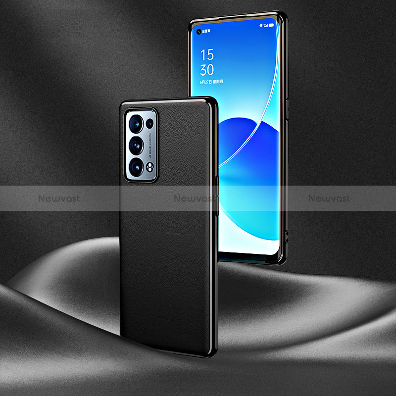 Soft Luxury Leather Snap On Case Cover GS4 for Oppo Reno6 Pro 5G Black