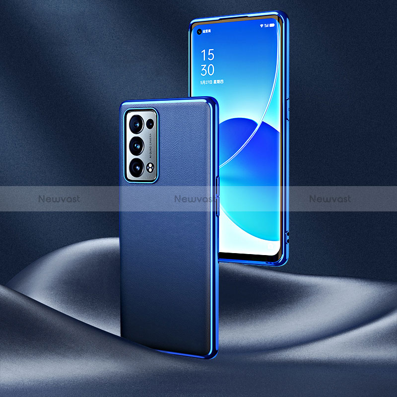 Soft Luxury Leather Snap On Case Cover GS4 for Oppo Reno6 Pro 5G Blue