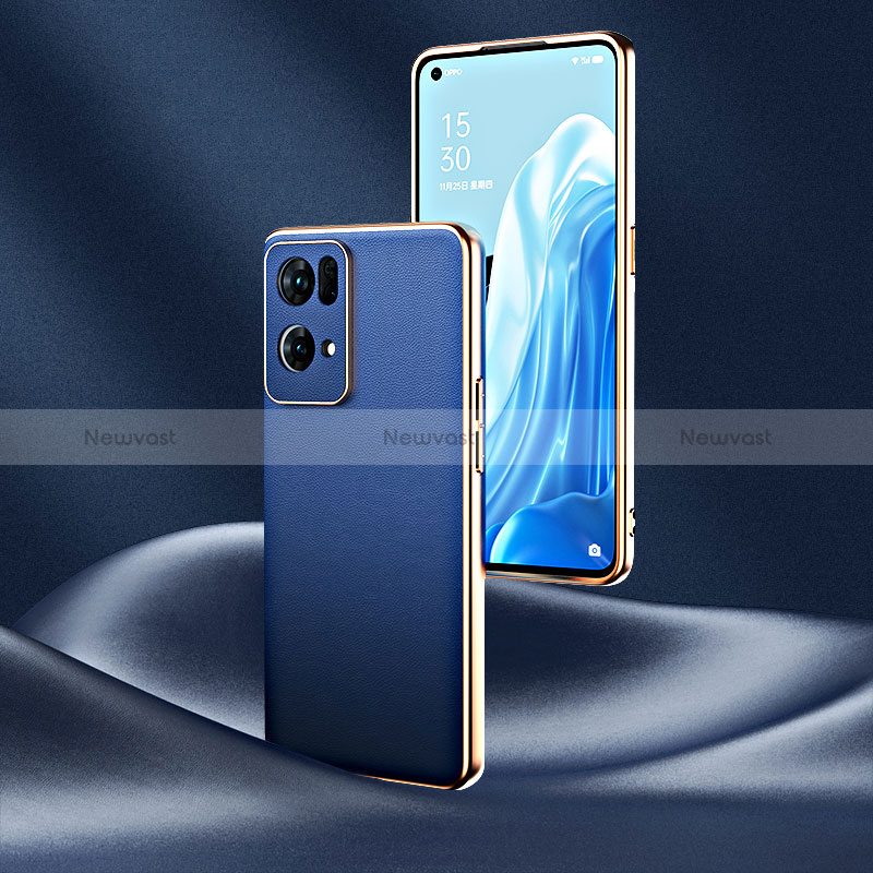 Soft Luxury Leather Snap On Case Cover GS4 for Oppo Reno7 Pro 5G Blue