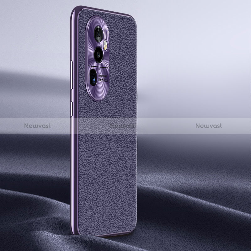 Soft Luxury Leather Snap On Case Cover JB1 for Oppo Reno10 Pro+ Plus 5G Purple