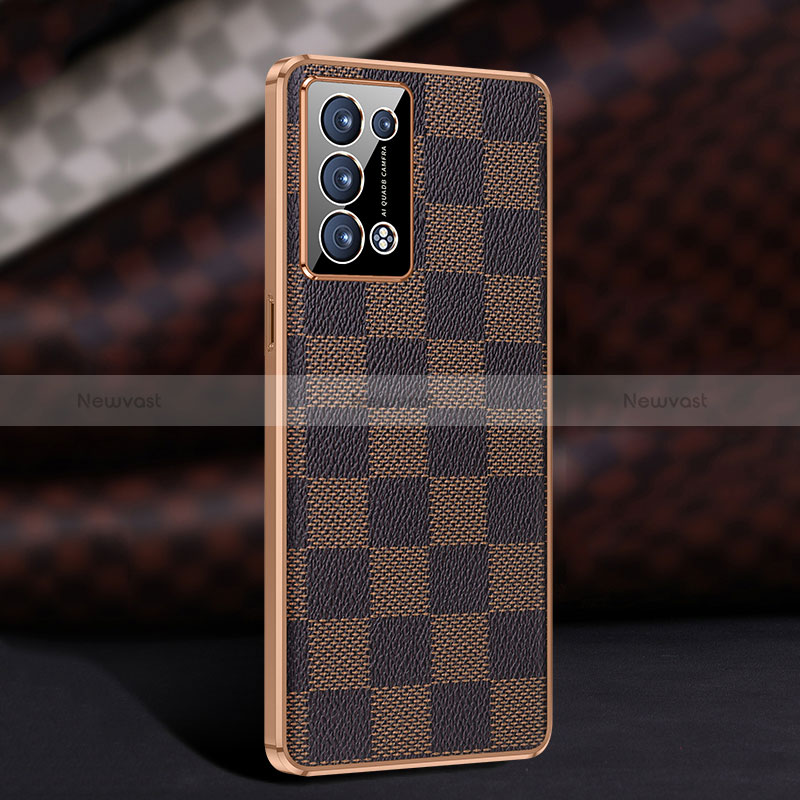 Soft Luxury Leather Snap On Case Cover JB1 for Oppo Reno6 Pro 5G Brown