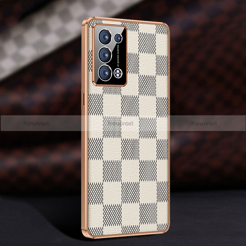Soft Luxury Leather Snap On Case Cover JB1 for Oppo Reno6 Pro+ Plus 5G White