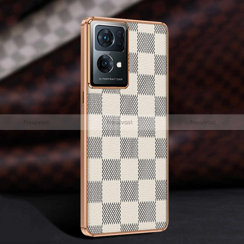 Soft Luxury Leather Snap On Case Cover JB1 for Oppo Reno7 Pro 5G White