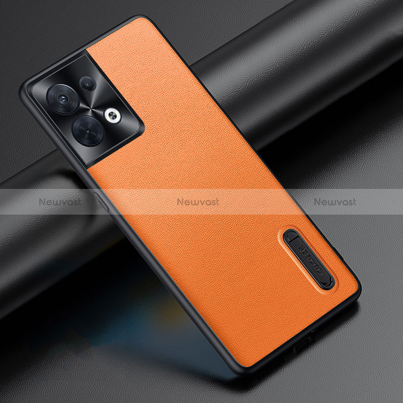 Soft Luxury Leather Snap On Case Cover JB1 for Oppo Reno9 Pro 5G Orange