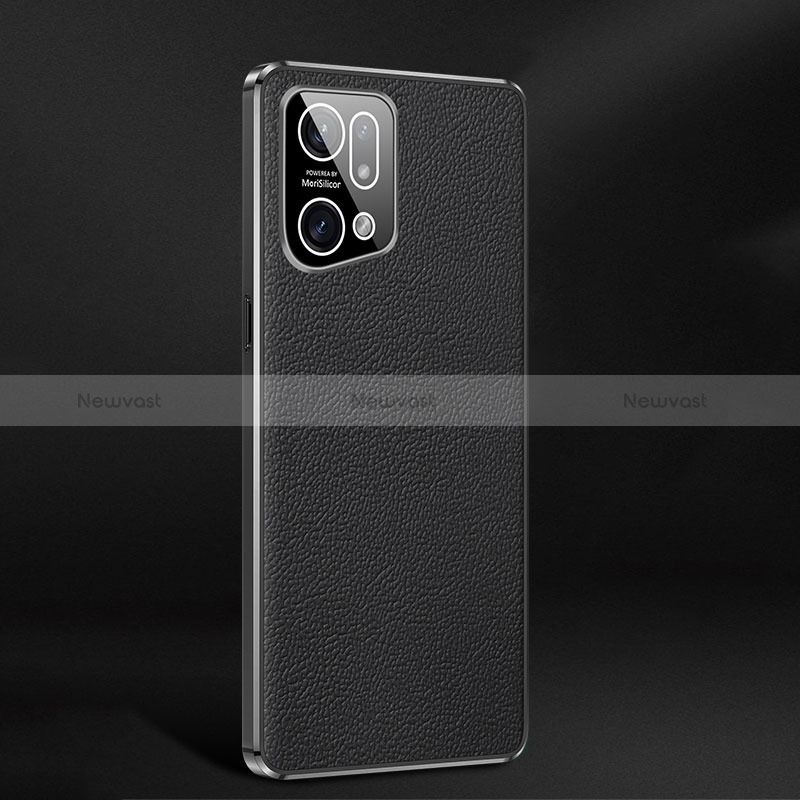 Soft Luxury Leather Snap On Case Cover JB2 for Oppo Find X5 5G Black