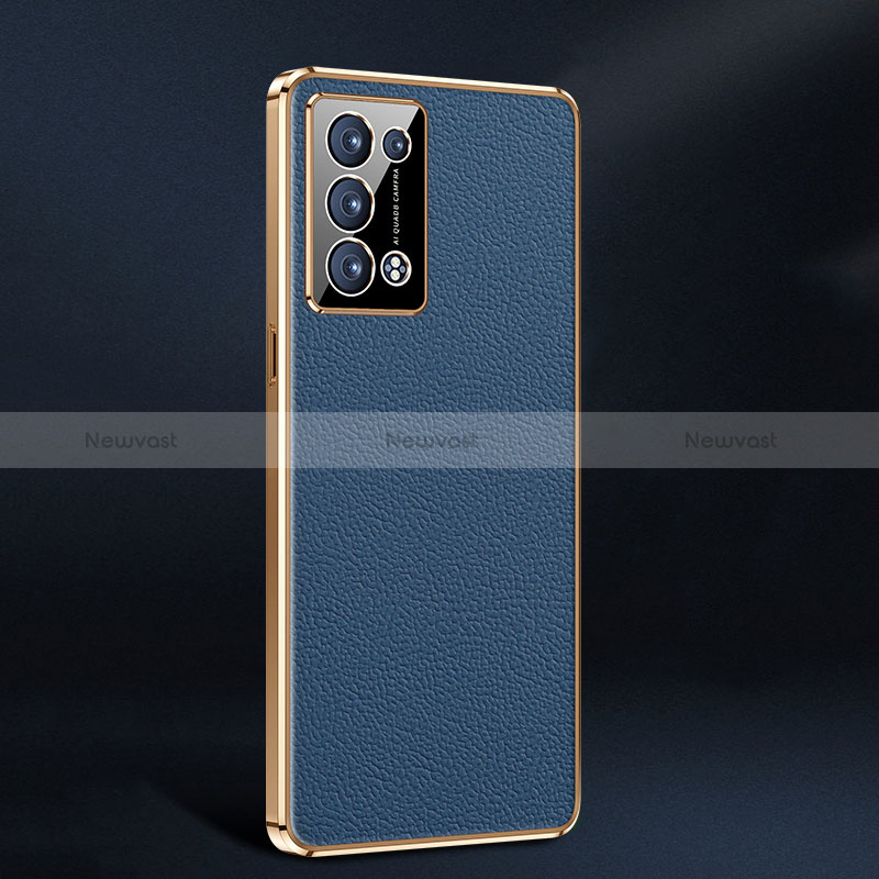 Soft Luxury Leather Snap On Case Cover JB2 for Oppo Reno6 Pro 5G Blue