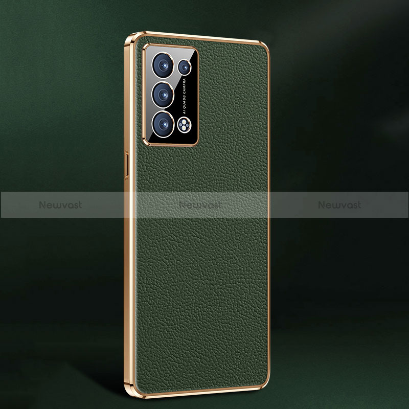 Soft Luxury Leather Snap On Case Cover JB2 for Oppo Reno6 Pro+ Plus 5G Green