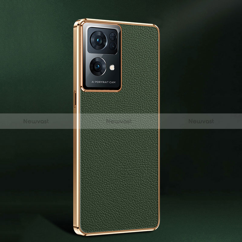 Soft Luxury Leather Snap On Case Cover JB2 for Oppo Reno7 Pro 5G Green