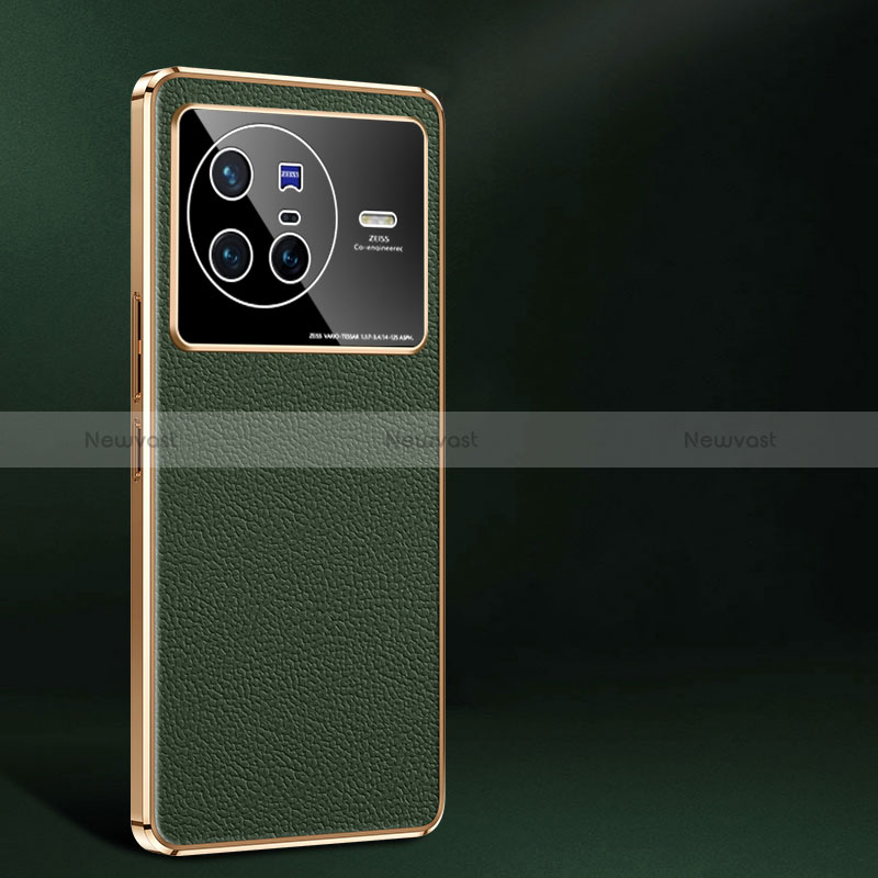 Soft Luxury Leather Snap On Case Cover JB2 for Vivo X80 5G Green