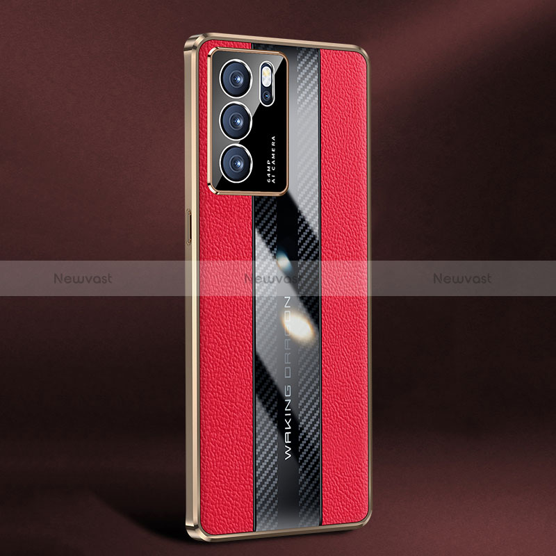 Soft Luxury Leather Snap On Case Cover JB3 for Oppo Reno6 5G Red