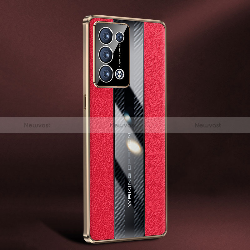 Soft Luxury Leather Snap On Case Cover JB3 for Oppo Reno6 Pro 5G Red