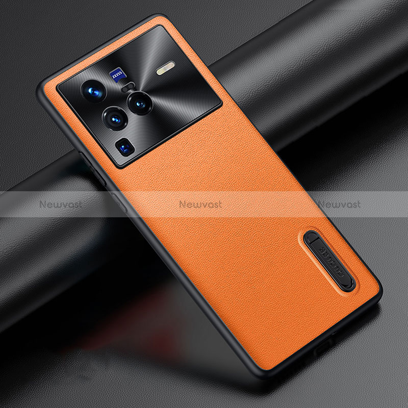 Soft Luxury Leather Snap On Case Cover JB3 for Vivo X80 Pro 5G Orange