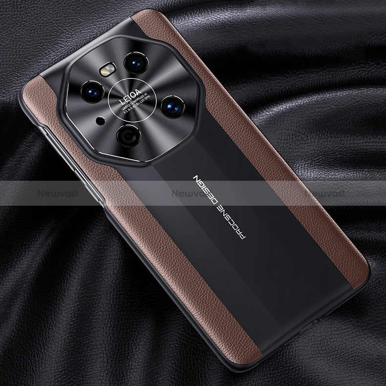 Soft Luxury Leather Snap On Case Cover JB5 for Huawei Mate 40 Pro Brown