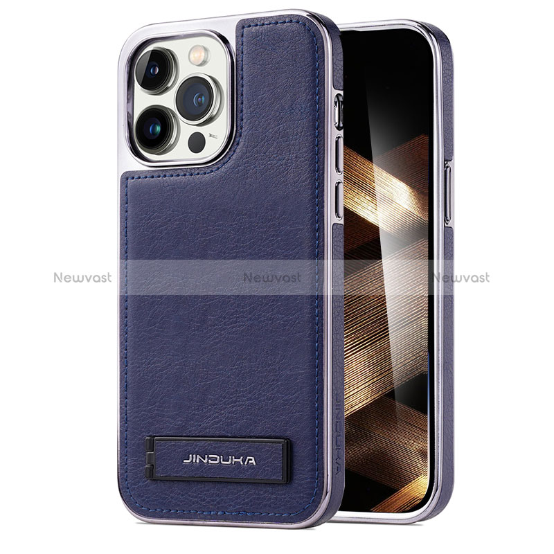 Soft Luxury Leather Snap On Case Cover JD1 for Apple iPhone 14 Pro Blue