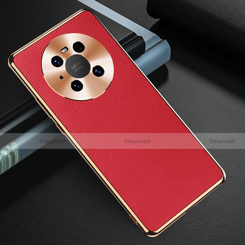 Soft Luxury Leather Snap On Case Cover K03 for Huawei Mate 40E Pro 5G Red