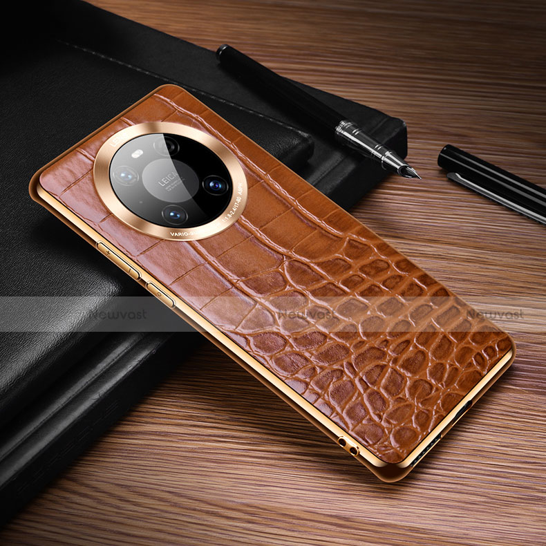 Soft Luxury Leather Snap On Case Cover K05 for Huawei Mate 40 Pro Brown