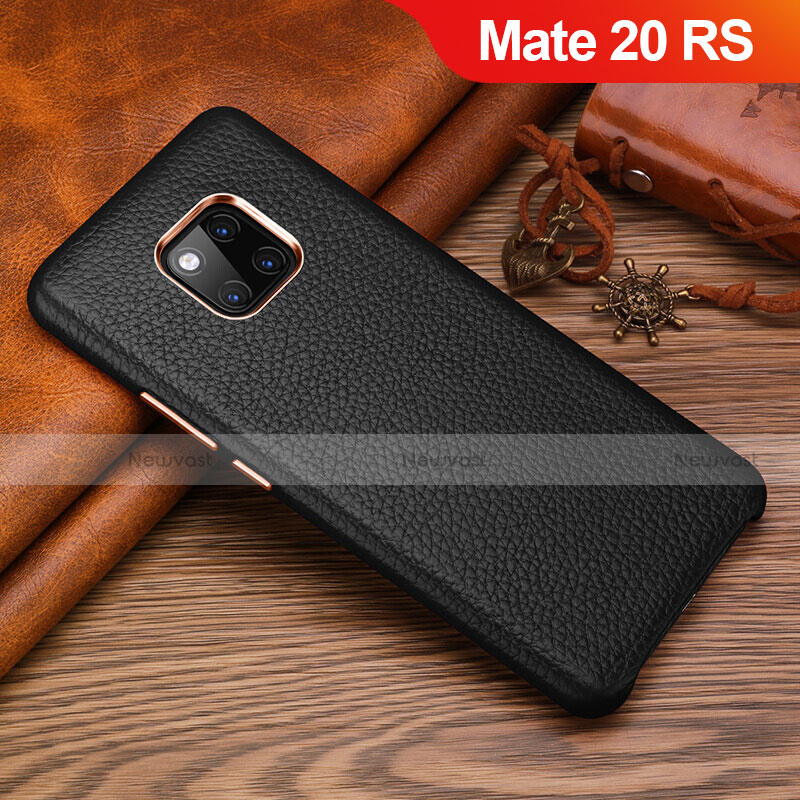 Soft Luxury Leather Snap On Case Cover L01 for Huawei Mate 20 RS Black