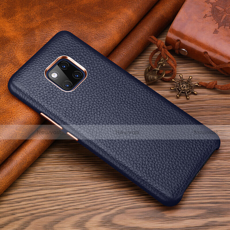 Soft Luxury Leather Snap On Case Cover L01 for Huawei Mate 20 RS Blue
