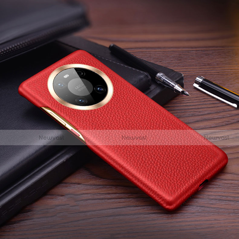 Soft Luxury Leather Snap On Case Cover L01 for Huawei Mate 40 Pro Red