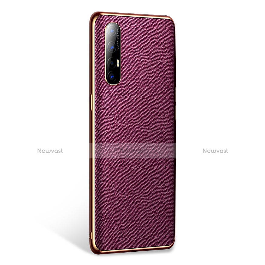 Soft Luxury Leather Snap On Case Cover L02 for Oppo Find X2 Neo Purple