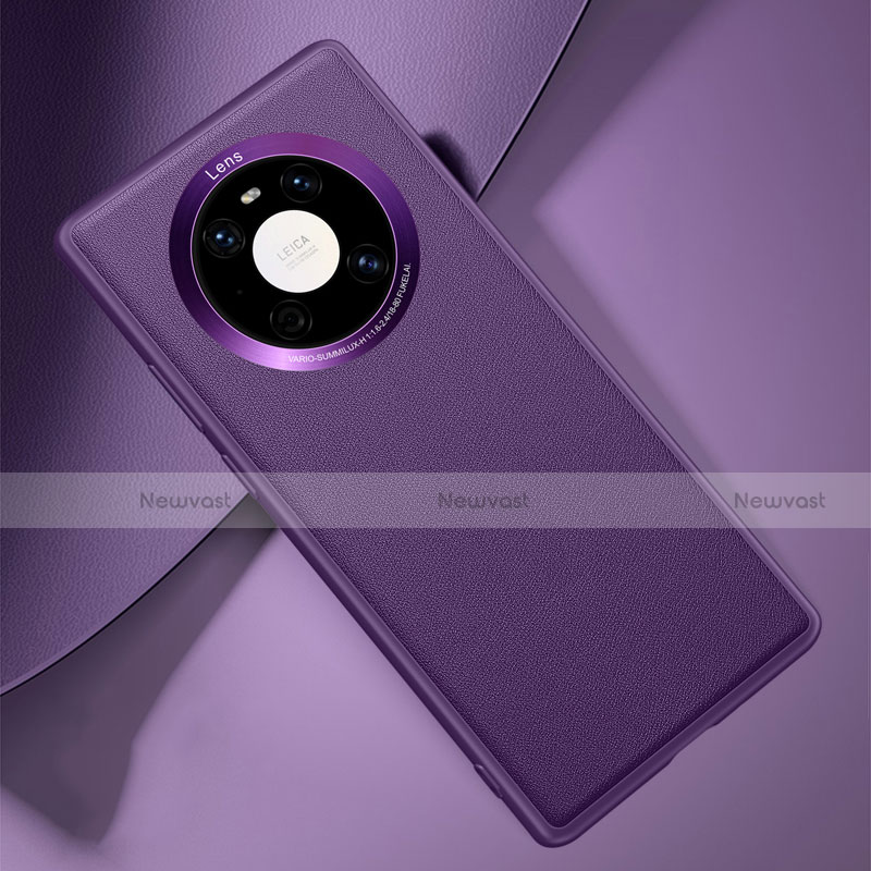 Soft Luxury Leather Snap On Case Cover L03 for Huawei Mate 40E 4G Purple