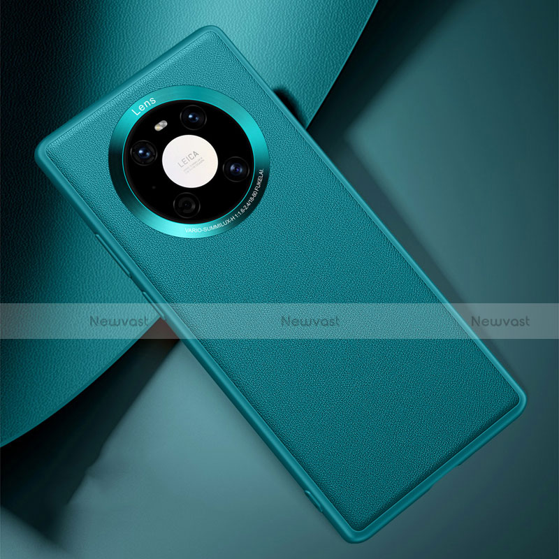 Soft Luxury Leather Snap On Case Cover L04 for Huawei Mate 40 Pro Cyan