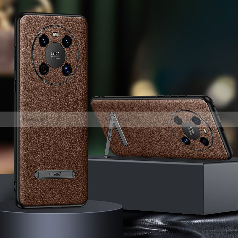Soft Luxury Leather Snap On Case Cover LD1 for Huawei Mate 40 Brown