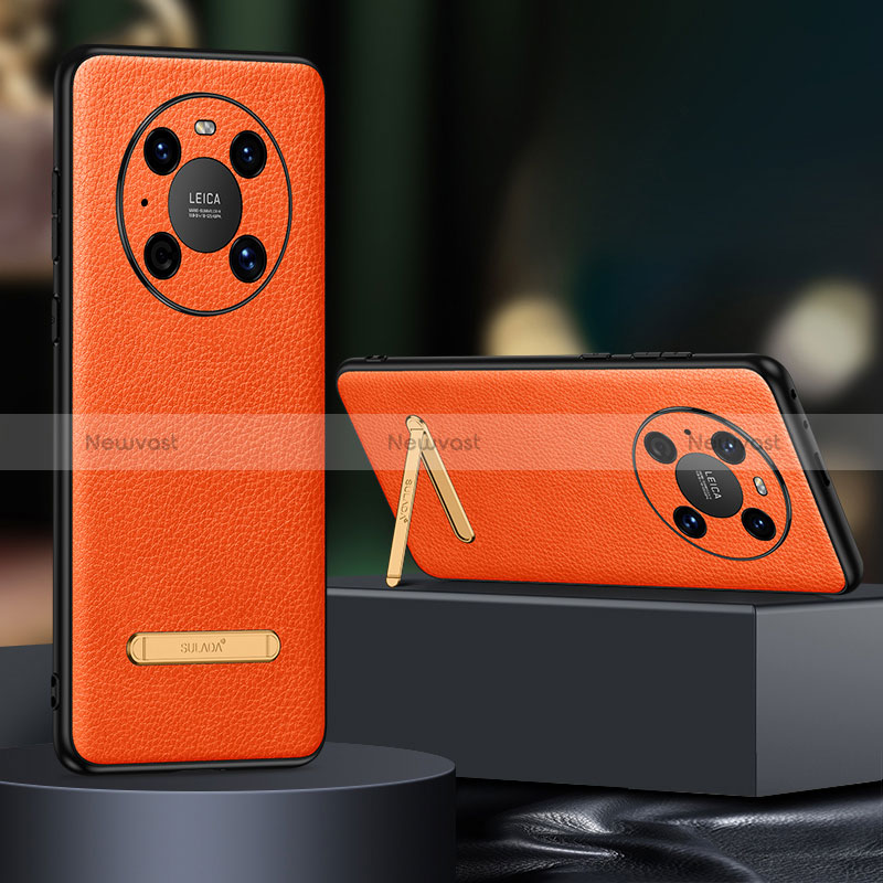 Soft Luxury Leather Snap On Case Cover LD1 for Huawei Mate 40 Pro Orange