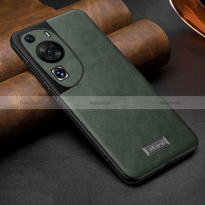 Soft Luxury Leather Snap On Case Cover LD2 for Huawei P60 Art Green
